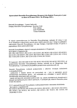 Sprawozdanie Rzecznika Dyscyplinarnego Okręgowej Izby Radc&oacute;w