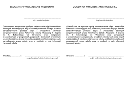 ZGODA NA WYKORZYSTANIE WIZERUNKU