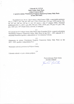 Uchwała Rady Gminy Mały Płock w sprawie zmiany WPF Gminy