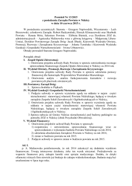 Protokół Nr 13/2015 z posiedzenia Zarządu Powiatu w Nidzicy w