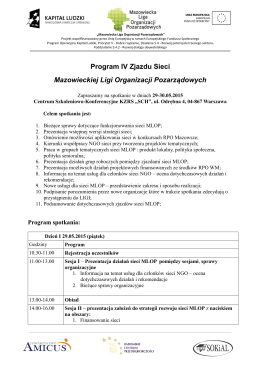Program IV Zjazdu - Mazowiecka Liga Organizacji Pozarządowych