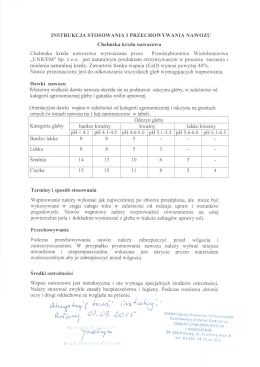 INSTRUKCJA STOSOWANIA I PRZECHOWYWANIA NAWOZU