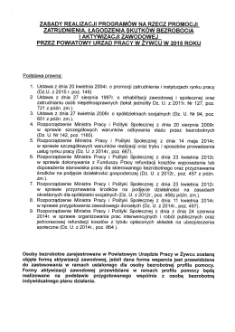 Zasady realizacji programów na rzecz promocji zatrudnienia