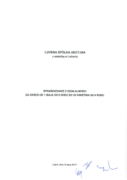 Sprawozdanie Zarządu LUVENA 2014_04_30