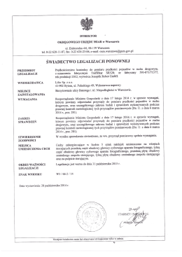 ŚWIADECTWO LEGALIZACJI PoNowNEJ