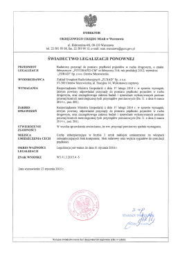 ŚWIADECTWO LEGALIZACJI PONOWNEJ
