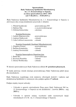 Sprawozdanie Rady Nadzorczej Sp&oacute;łdzielni