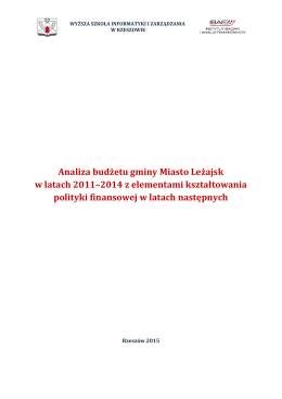 Analiza budżetu gminy Miasto Leżajsk w latach 2011