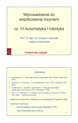 Wprowadzenie do Współczesnej inżynierii cz. IV