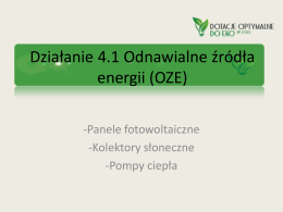 Działanie 4.1 Odnawialne źródła energii (OZE)