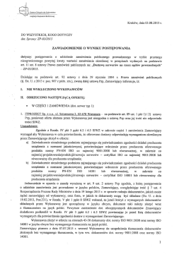 Zawiadomienie o wyniku postępowania