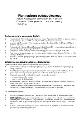 Plan nadzoru pedagogicznego - Szkoły Polsko