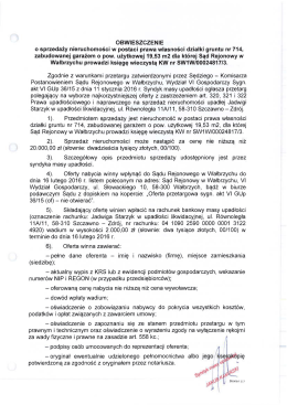 o sprzedaży nieruchomości w postaci prawa własności działki