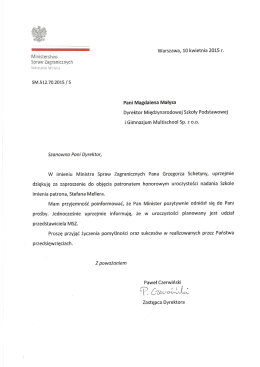 List z Ministerstwa Spraw Zagranicznych