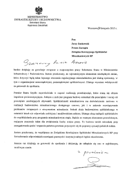 Pismo Kazimierza Smolińskiego Sekretarza Stanu w Ministerstwie