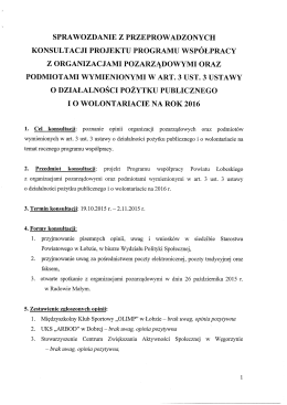 sprawozdanie z przeprowadzonych konsultacji projektu programu
