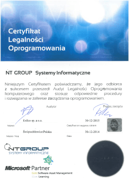 `f Certyﬁhat Legalnošci Oprogramowania
