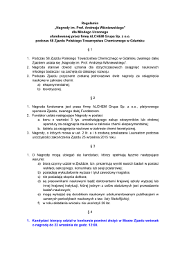 Regulamin nagrody (plik pdf) - 58 Zjazd Naukowy Polskiego