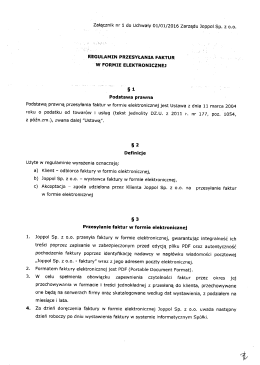 Regulamin przesyłania faktur w formie elektronicznej