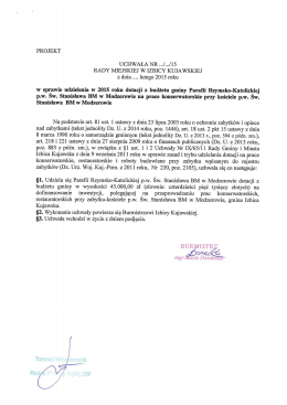 Projekt uchwały w sprawie udzielenia w 2015 roku dotacji z budżetu