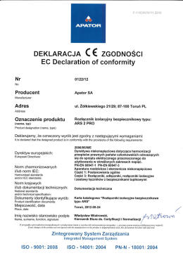 Deklaracja zgodności CE ARS 2 pro