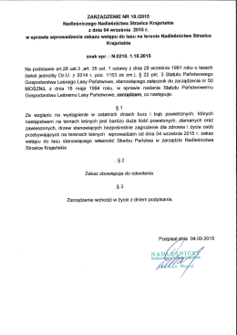 zarządzenie Nadleśniczego Nadleśnictwa Strzelce Krajeńskie