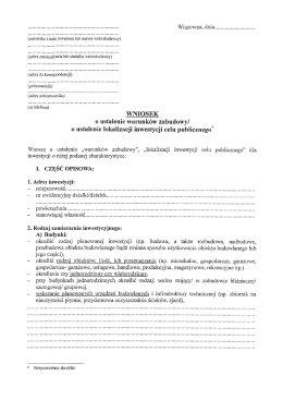 (nazwisko i imię inwestora lub nazwa wnioskodawcy) (adres