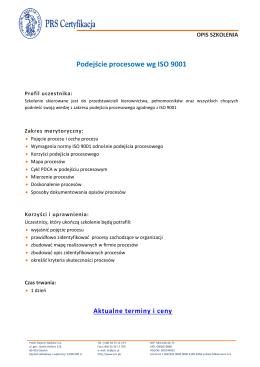 Podejście procesowe wg ISO 9001