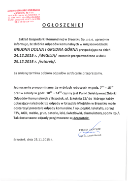 Ogłoszenie ZGK w Brzostku - Grudna Dolna, Grudna G&oacute;rna