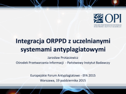 Integracja ORPPD z uczelnianymi systemami antyplagiatowymi – dr