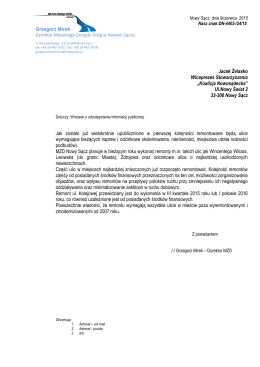Odpowiedz na Grzegorza Mirka w sprawie remontu ul. Kolejowej