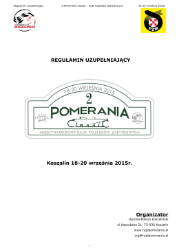 Regulamin Uzupełniający 2. Pomerania Classic