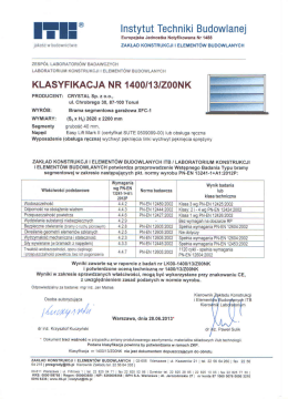 Klasyfikacja ITB Nr 1400/13/Z00NK