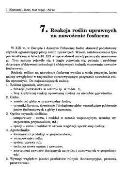 7. Reakcja roślin uprawnych