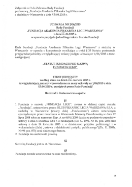 Załącznik nr 3 do Zebrania Rady Fundacji pod nazwą „Fundacja