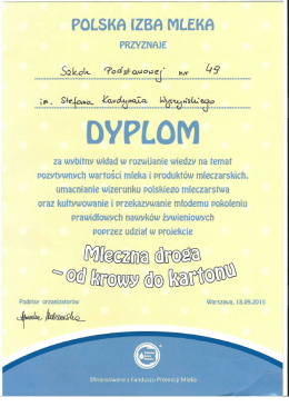 Mleczna droga - od krowy do kartonu. Dyplom.