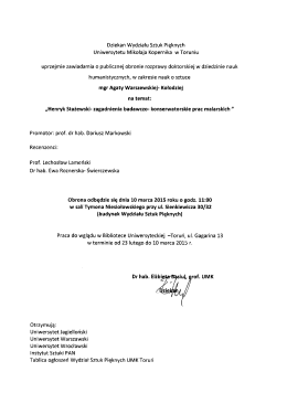 zawiadomienie - Wydział Sztuk Pięknych UMK