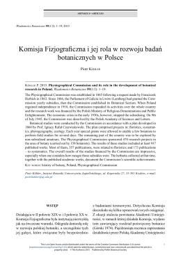 Komisja Fizjograficzna i jej rola w rozwoju badań botanicznych w