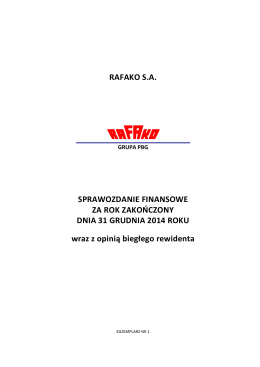 Sprawozdanie finansowe RAFAKO S.A. za 2014 rok