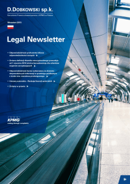 Legal Newsletter - D.Dobkowski sp.k. stowarzyszona z KPMG w
