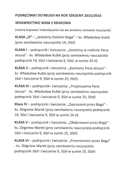 podręczniki do religii na rok szkolny 2015/2016 wdawnictwo wam z