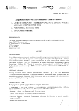 Zapytanie ofertowe na dostarczenie i uruchomienie: