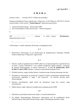 projekt umowy - Gminny Ośrodek Pomocy Społecznej w Miączynie