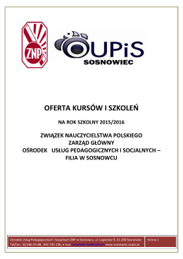 OFERTA – OUPiS 2015- 2016 - Związek Nauczycielstwa Polskiego
