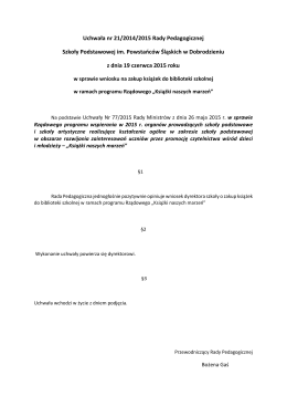 Uchwała nr 21/20104/2015 w sprawie wniosku na zakup książek do