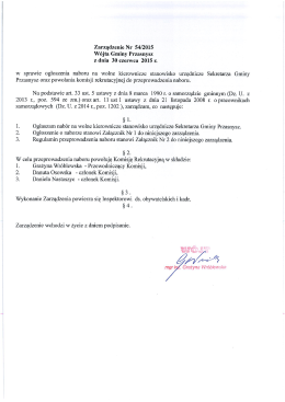 Zarządzenie Nr 54/2015 W&oacute;jta Gminy Przasnysz z dnia 30 czerwca