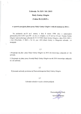 XIV/101/2015 - Głog&oacute;w, Urząd Gminy