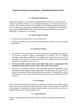 Regulamin programu promocyjnego „Satysfakcja Multicooker 2015”