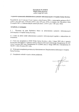 Zarządzenie Nr 28/2015 Wójta Gminy Kowiesy z dnia 4 maja 2015