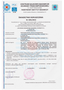 Świadectwo dopuszczenia 1901-2013